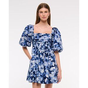 NWOT Abercrombie & Fitch size XXL Emerson Dress in Blue Floral Print Puff Sleeve